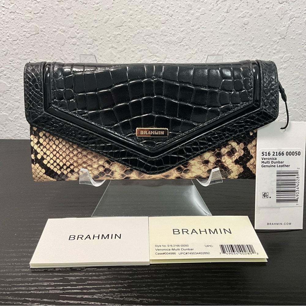 Brahmin Veronica MULTI DUNBAR Mixed Leather Envelope Wallet NWT